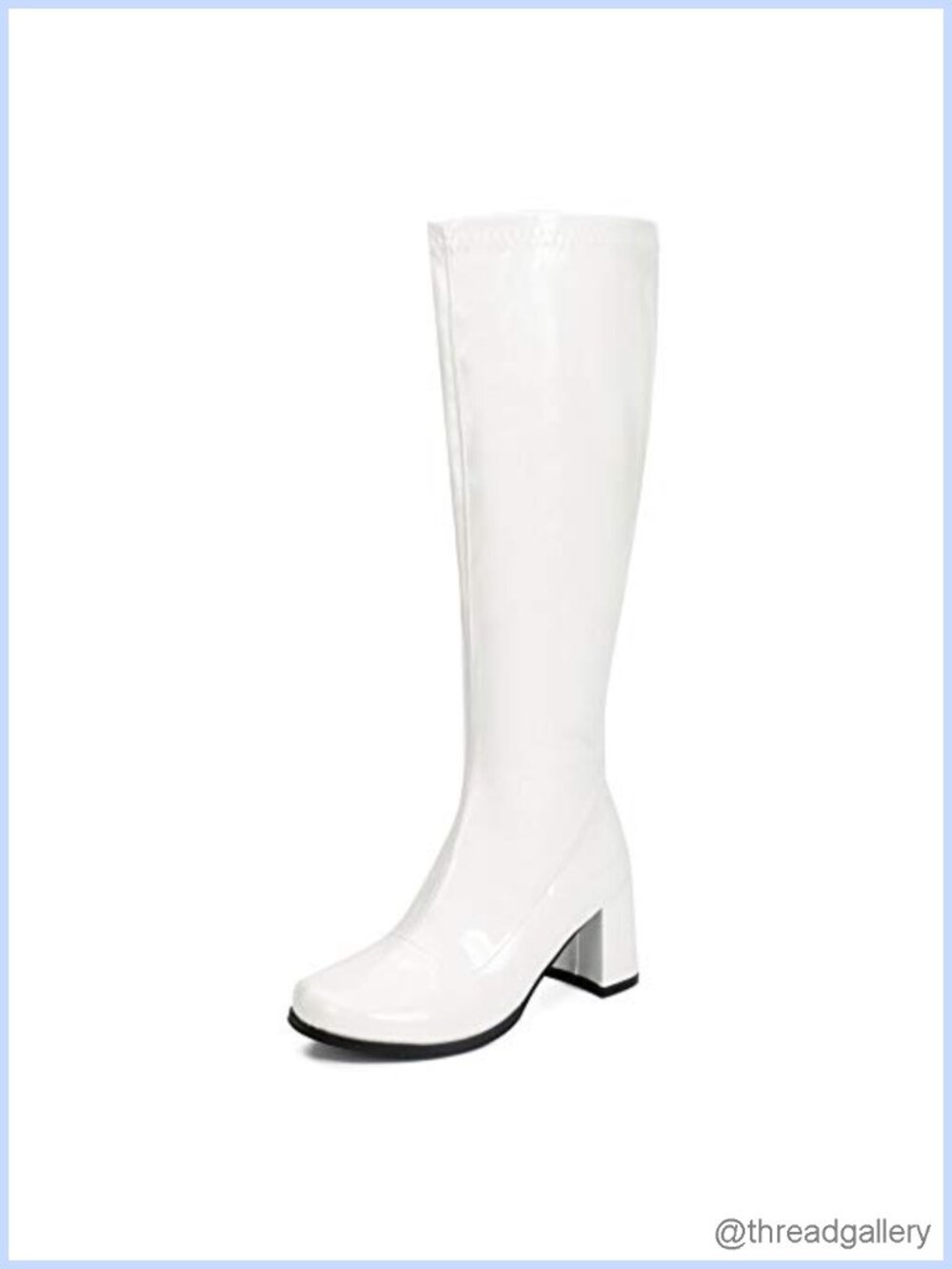 Women's Knee High Gogo Boots Faux Leather Block Heel Square Toe Disco
